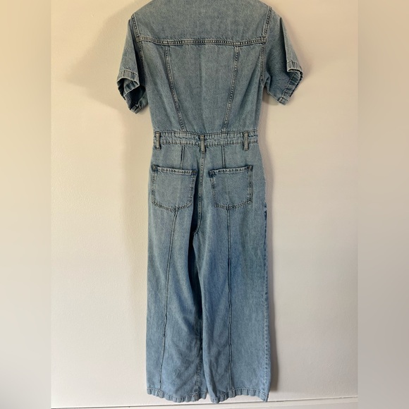 Zara Denim Short Sleeve Wide Leg Jean Jumpsuit Size Small - Picture 11 of 15